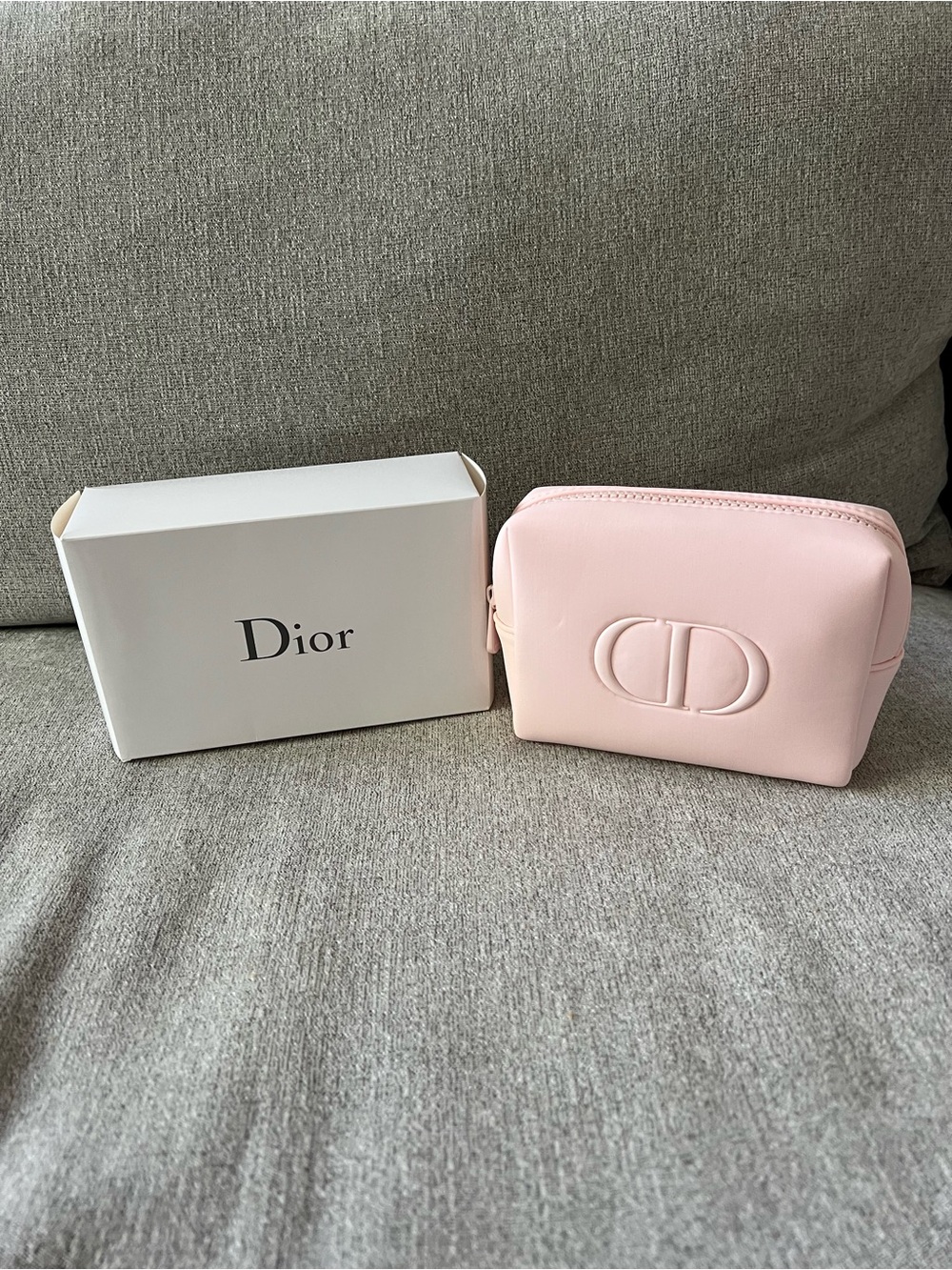 Dior Pale Pink Embossed CD Leather Cosmetic Case